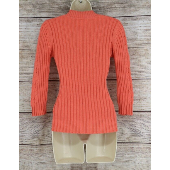 Y2K Faded Glory Womens Size Medium 8-10 Ribbed Knit V-Neck 3/4 Sleeve Sweater - Picture 5 of 6